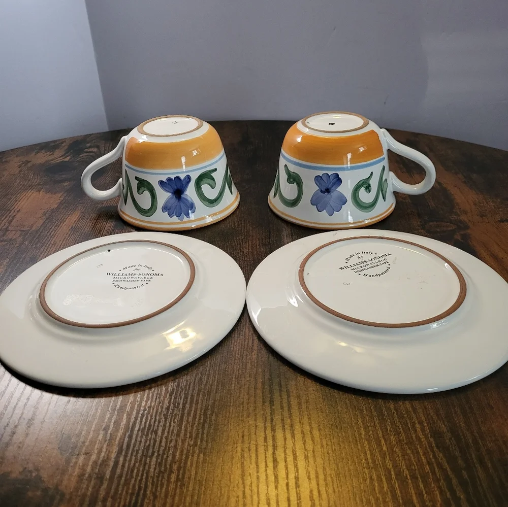 Williams Sonoma Marisol Colorful Tea And Coffe cup and Saucer Set